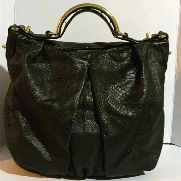 CC skye black reptile leather satchel handbag - Picture 2 of 14